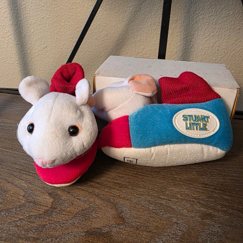 VTG RARE Stuart Little‎ Plush Slippers Kids Size S5-6 Columbia TriStar